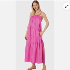 Donna Morgan Pink Asymmetrical Tiered Maxi Dress - Size 16